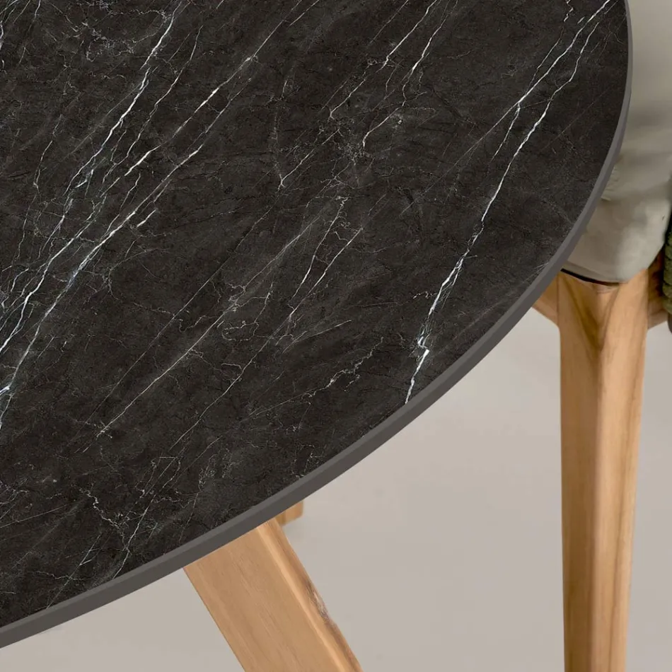 Okrągły stół ogrodowy z czarnej ceramiki Marquinia Made in Italy - Pegaso Viadurini