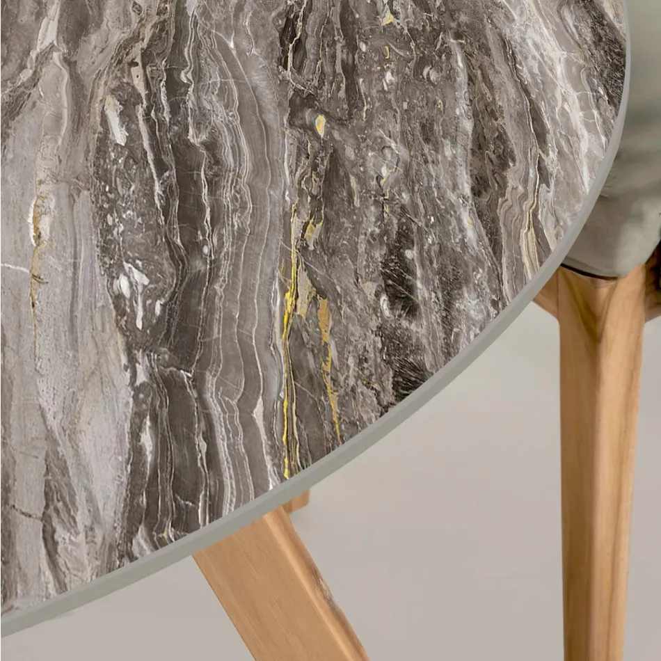 Okrągły stół ogrodowy z ceramiki Orobico Luxe Made in Italy - Pegaso Viadurini