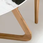 Okrągły stół ogrodowy z białej ceramiki Panda Made in Italy - Pegaso Viadurini