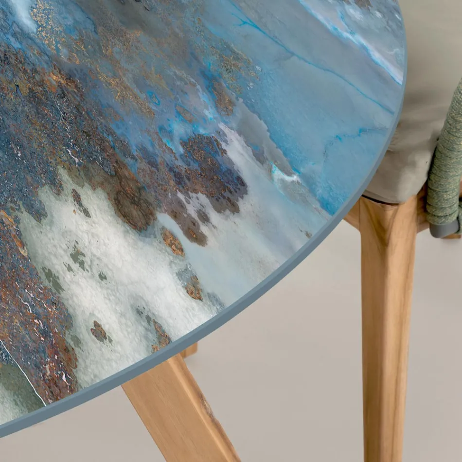 Okrągły ceramiczny stół ogrodowy Storm Made in Italy - Pegaso Viadurini