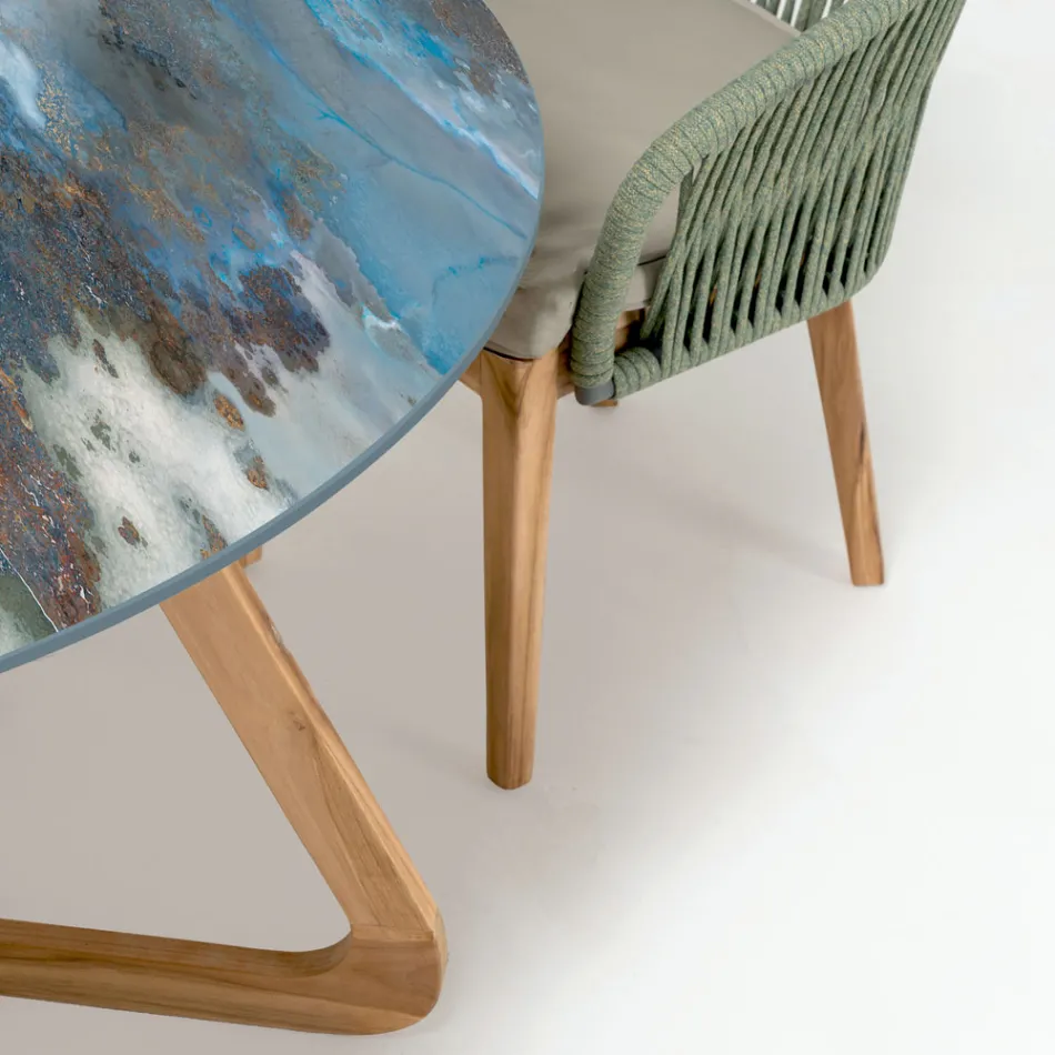 Okrągły ceramiczny stół ogrodowy Storm Made in Italy - Pegaso Viadurini