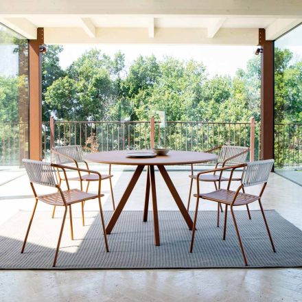 Okrągły stół ogrodowy ze stali ocynkowanej Made in Italy - Brienne Viadurini