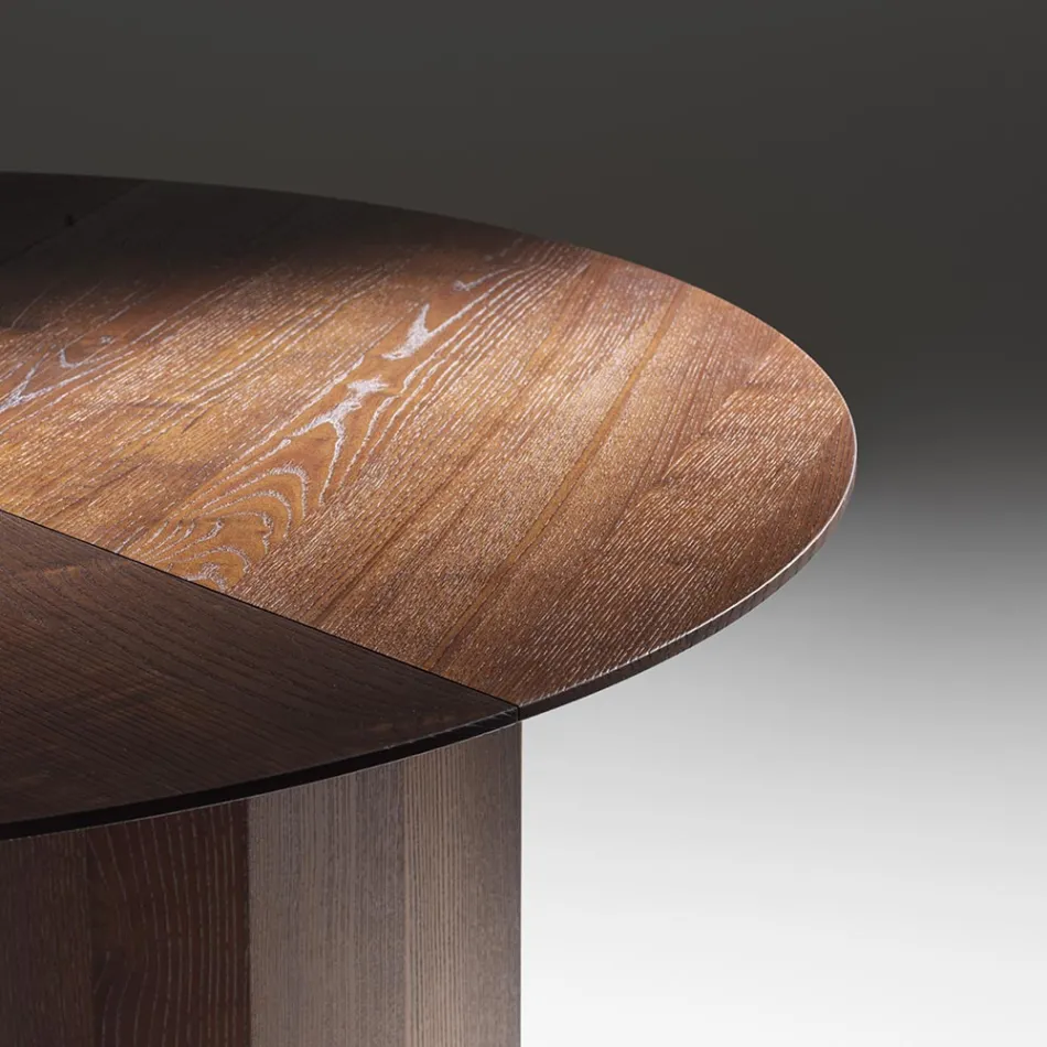 Okrągły stół jadalny ze sklejki fornirowanej jesionem - Libra Viadurini