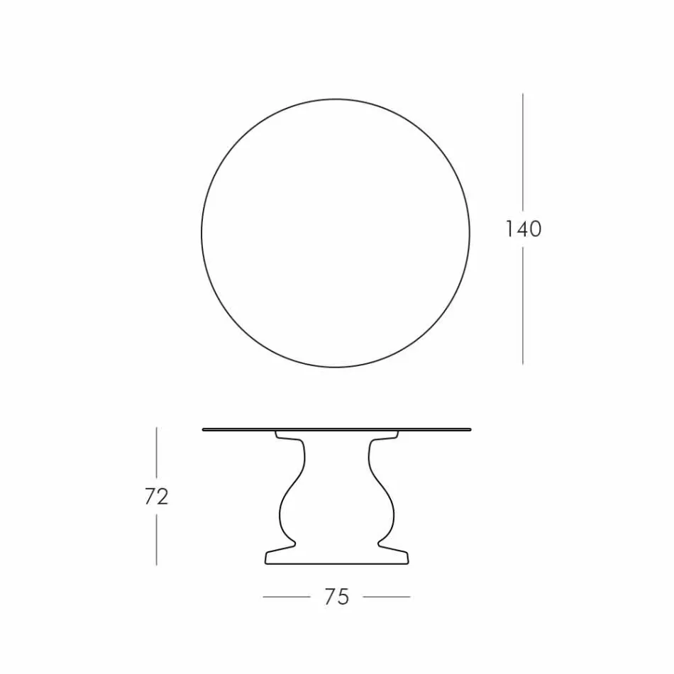 Okrągły stół o klasycznym designie, Ø140 i blat HPL - XIX wiek według prowadnicy Viadurini