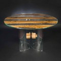 Stół okrągły drewniano - szklany design Venezia