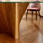 Okrągły stół ze szkła i olejowanego jesionu Made in Italy - Madame Viadurini