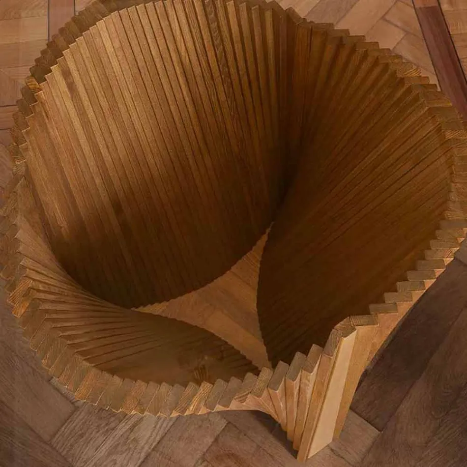 Okrągły stół ze szkła i olejowanego jesionu Made in Italy - Madame Viadurini