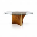 Luksusowy okrągły stół ze szkła i olejowanego jesionu Made in Italy - Madame