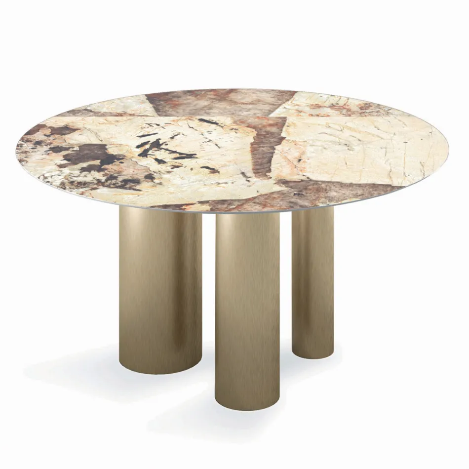 Naprawiono okrągły stół z ceramicznym blatem wyprodukowanym we Włoszech - nożyczki Viadurini