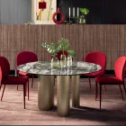 Naprawiono okrągły stół z ceramicznym blatem wyprodukowanym we Włoszech - nożyczki Viadurini