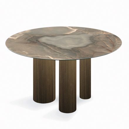 Naprawiono okrągły stół z ceramiki i stali Made in Italy - Nożyczki Viadurini