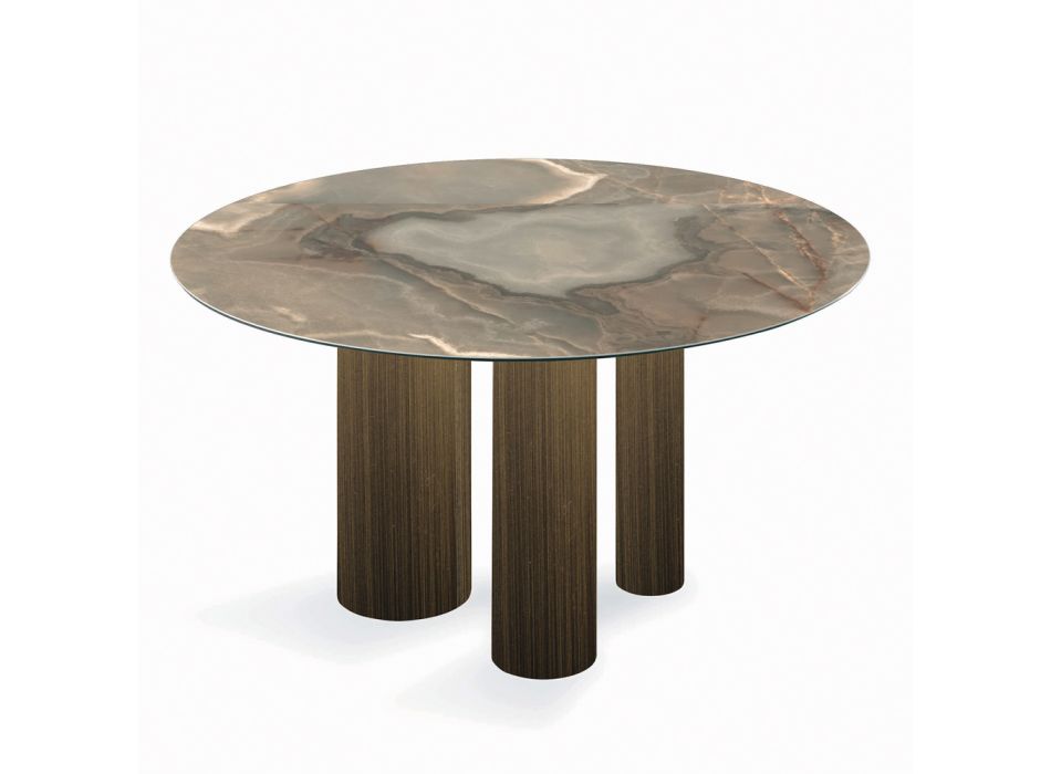 Naprawiono okrągły stół z ceramiki i stali Made in Italy - Nożyczki Viadurini