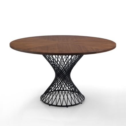 Okrągły stół z metalu i fornirowanej płyty MDF - lantan Viadurini