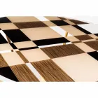 Okrągły stół Modeno ze szklanym blatem i drewnianymi wkładami Ozzy Viadurini