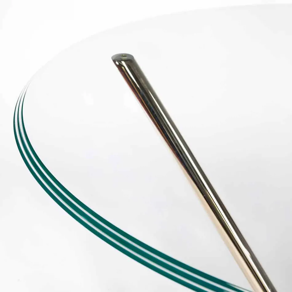 Nowoczesny okrągły stół ze szklanym blatem i marmurową podstawą Adele Viadurini