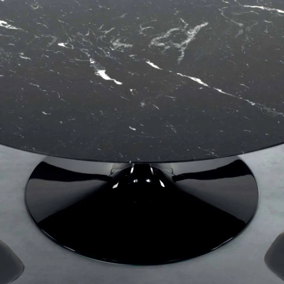 Nowoczesny okrągły stół z marmuru z Carrary i Marquinia Made in Italy - dolary Viadurini