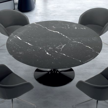Nowoczesny okrągły stół z marmuru Marquinia Made in Italy – dolary Viadurini