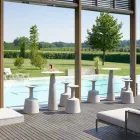 Okrągły stół z polietylenu Slide Hoplà (H110) hpl top wykonany we Włoszech Viadurini