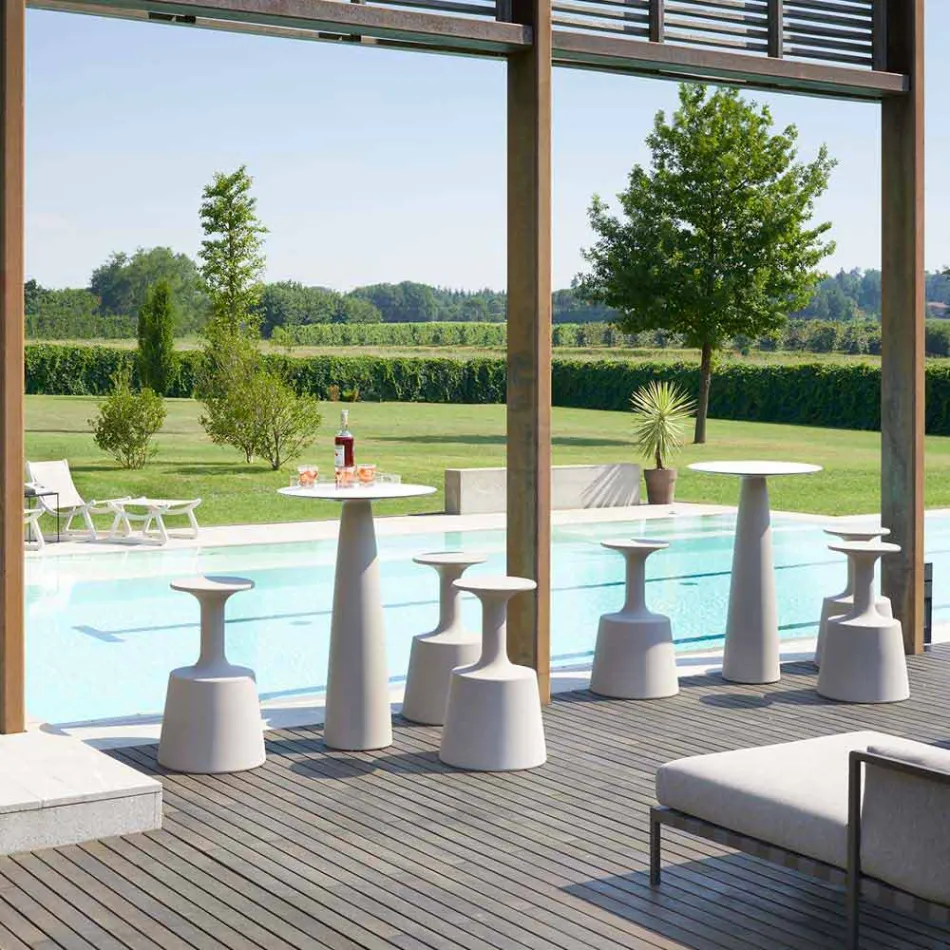 Okrągły stół z polietylenu Slide Hoplà (H110) hpl top wykonany we Włoszech Viadurini