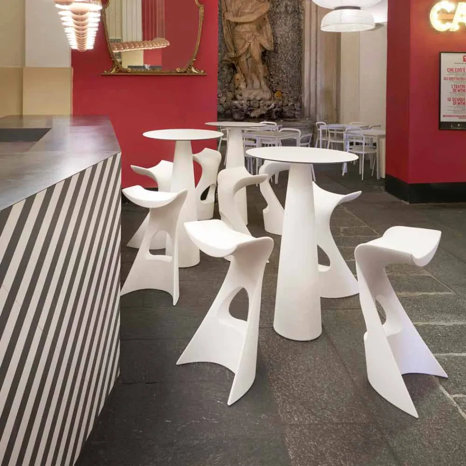 Okrągły stół z polietylenu Slide Hoplà (H110) hpl top wykonany we Włoszech Viadurini