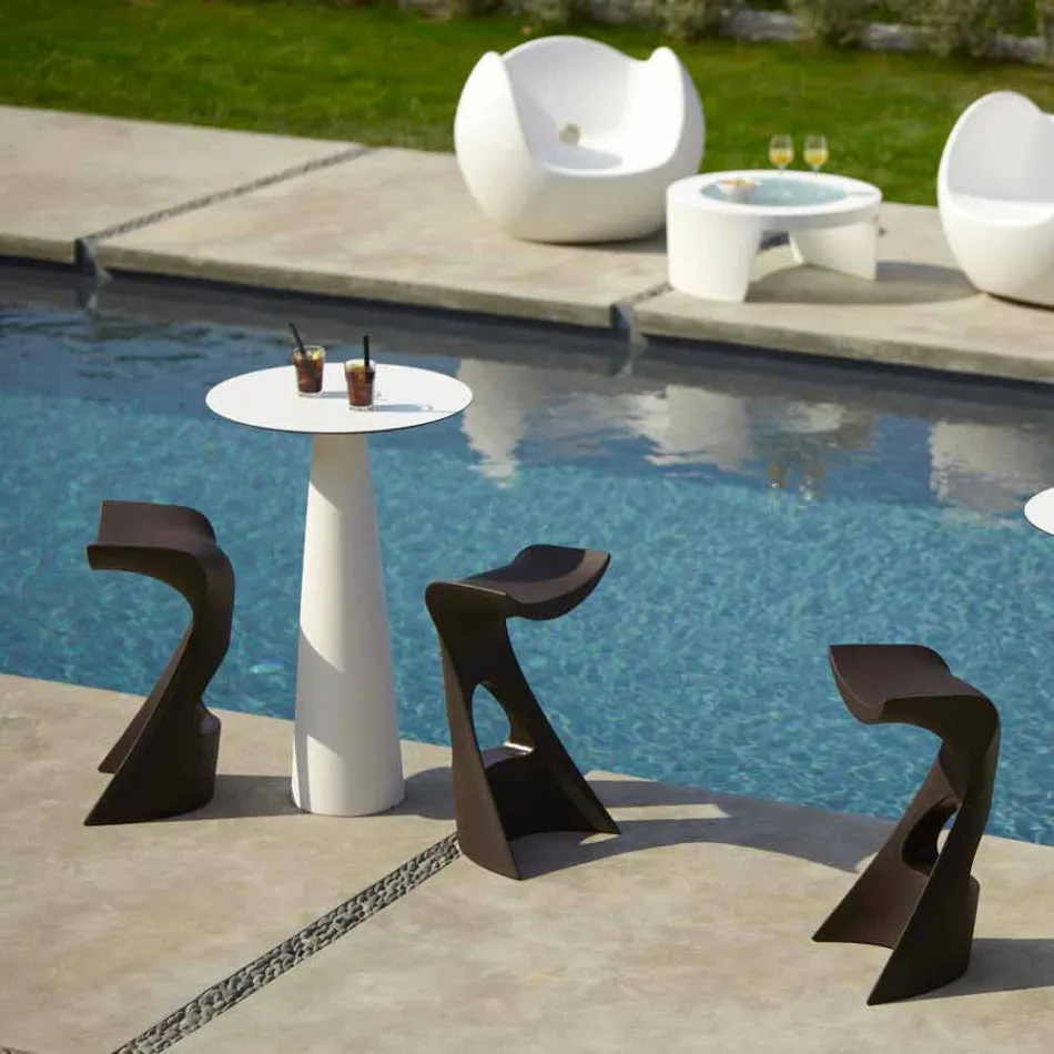 Okrągły stół z polietylenu Slide Hoplà (H110) hpl top wykonany we Włoszech Viadurini