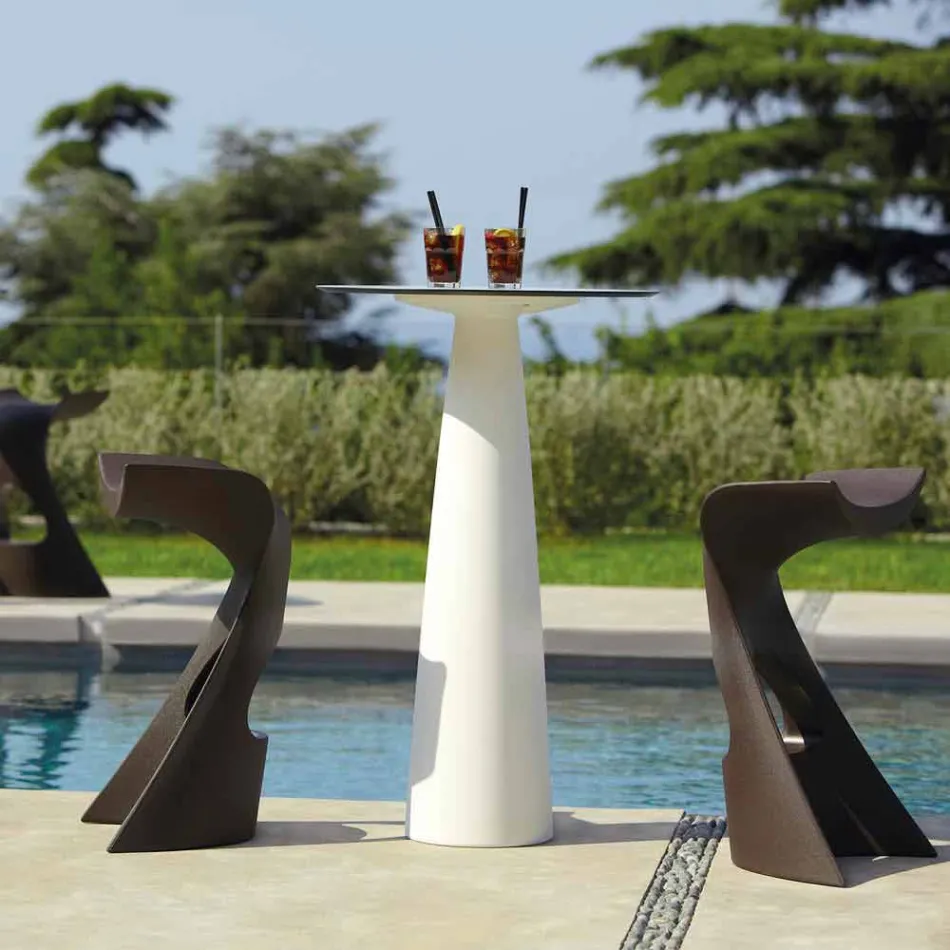 Okrągły stół z polietylenu Slide Hoplà (H110) hpl top wykonany we Włoszech Viadurini