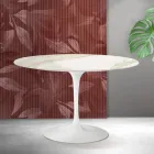 Okrągły stół Saarinen Tulip H 74 cm z ceramiki Florim Calacatta Gold Matt - Scarlet Viadurini