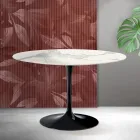 Okrągły stół Saarinen Tulip H 74 cm z matowej ceramiki Florim Statuario w kolorze szkarłatnym Viadurini