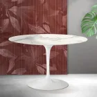 Okrągły stół Saarinen Tulip H 74 cm z matowej ceramiki Florim Statuario w kolorze szkarłatnym Viadurini