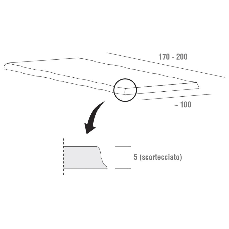 Stół do jadalni z blatem z korowanego dębu Made in Italy - Pinokio Viadurini