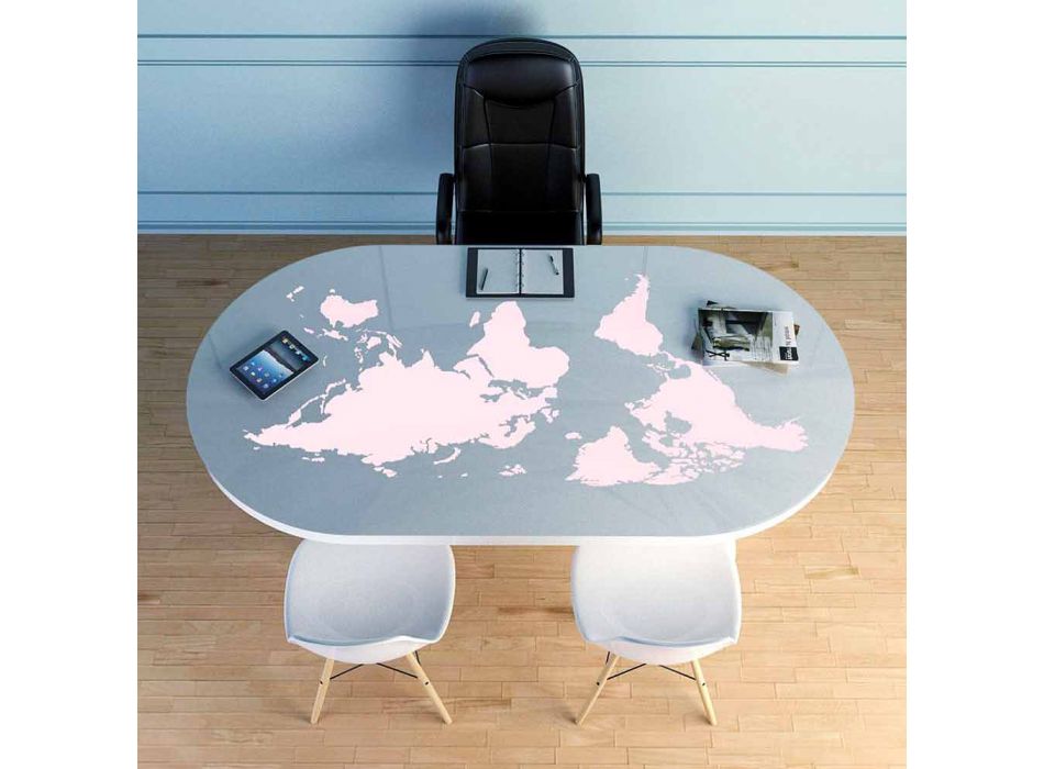 Nowoczesny stół biurkowy ze szklanym blatem wykonanym we Włoszech, Pontida Viadurini