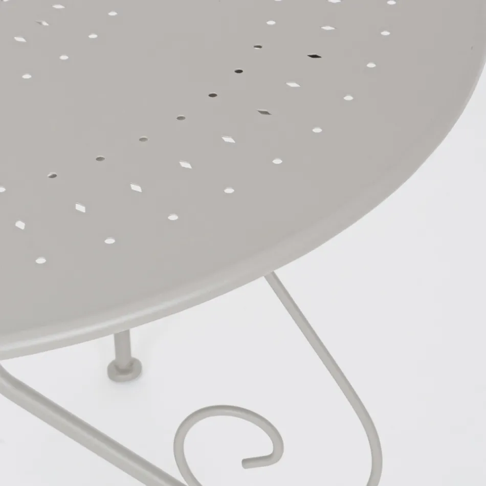 Okrągły stół ogrodowy w stylu Shabby Chich z malowanej stali - Zaklęcie Viadurini