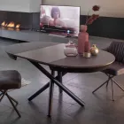 Okrągły Stół Do Jadalni Rozkładany do 165 cm z Ceramicznym Blatem - Pistolero Viadurini