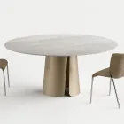 Okrągły stół jadalny z ceramicznym blatem, wyprodukowany we Włoszech - Caleido Viadurini