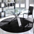 Okrągły stół designerski D 120 z kryształowym blatem wyprodukowany we Włoszech Cristal