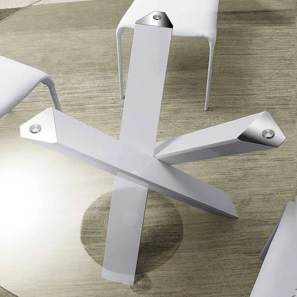 Okrągły stół design d.130 wykonany ze szkła w kolorze włoskim Cristal Viadurini