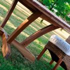 Okrągły stół z prawdziwego drewna tekowego i litego Viadurini