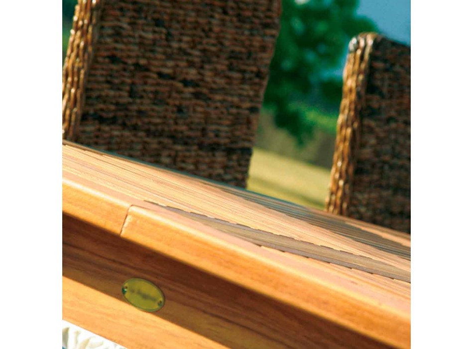 Okrągły stół z drewna tekowego do wnętrz / na zewnątrz Real Table, nowoczesny design Viadurini