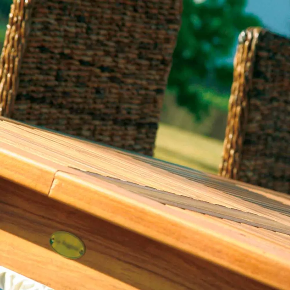 Okrągły stół z drewna tekowego do wnętrz / na zewnątrz Real Table, nowoczesny design Viadurini