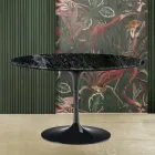 Stół Eero Saarine Tulip H 73 z okrągłym blatem z marmuru Verde Alpi Viadurini