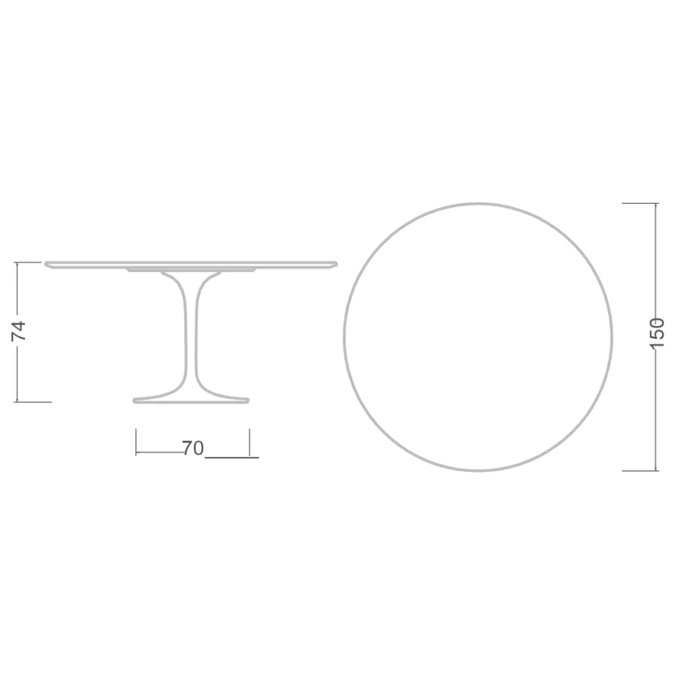 Eero Saarine Tulip Table H 74 z okrągłym blatem z marmuru Verde Alpi - Scarlet Viadurini