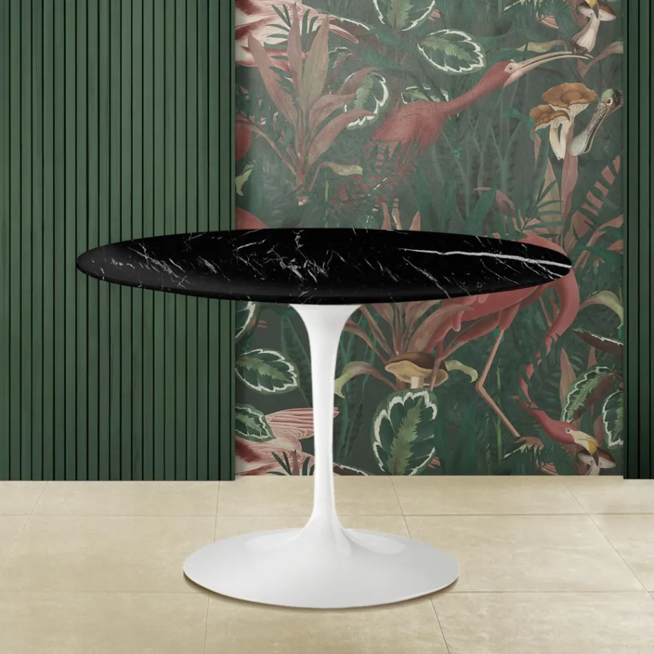 Eero Saarinen Tulip Table H 73 z blatem z czarnego marmuru Marquinia Made in Italy - Scarlet Viadurini