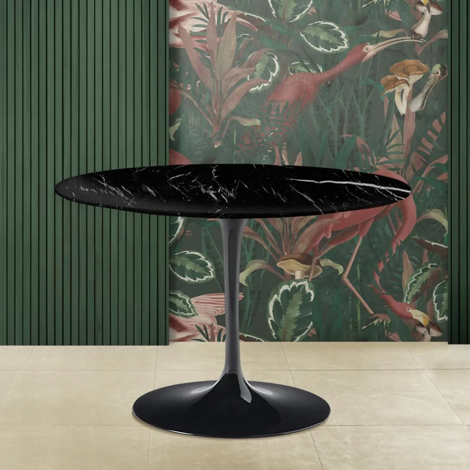 Eero Saarinen Tulip Table H 73 z blatem z czarnego marmuru Marquinia Made in Italy - Scarlet Viadurini