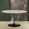 Eero Saarinen Tulip Table H 74 z okrągłym blatem z marmuru Carrara Statuarietto - Scarlet