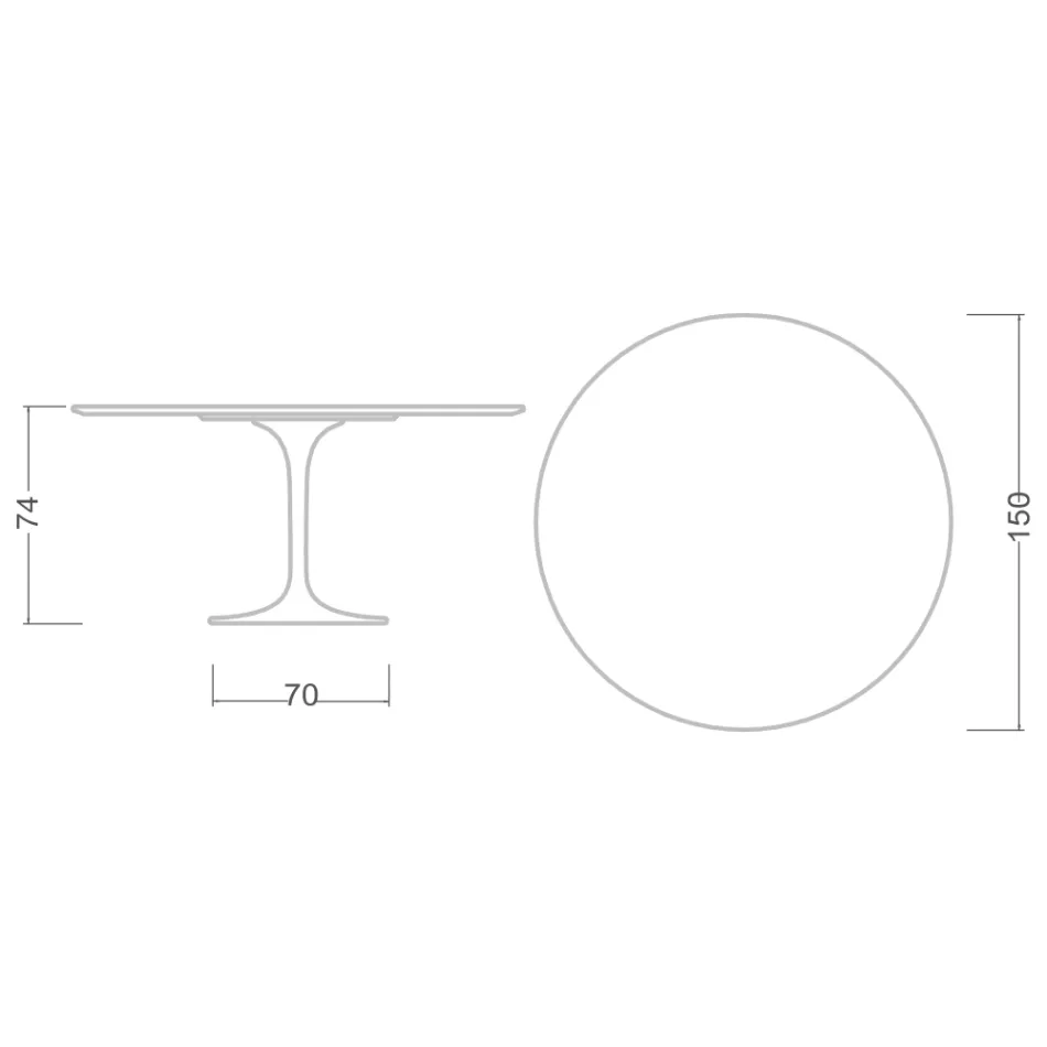 Stół Tulipan Eero Saarinen H 73 w Ceramic Noir Desire Made in Italy - Scarlet Viadurini