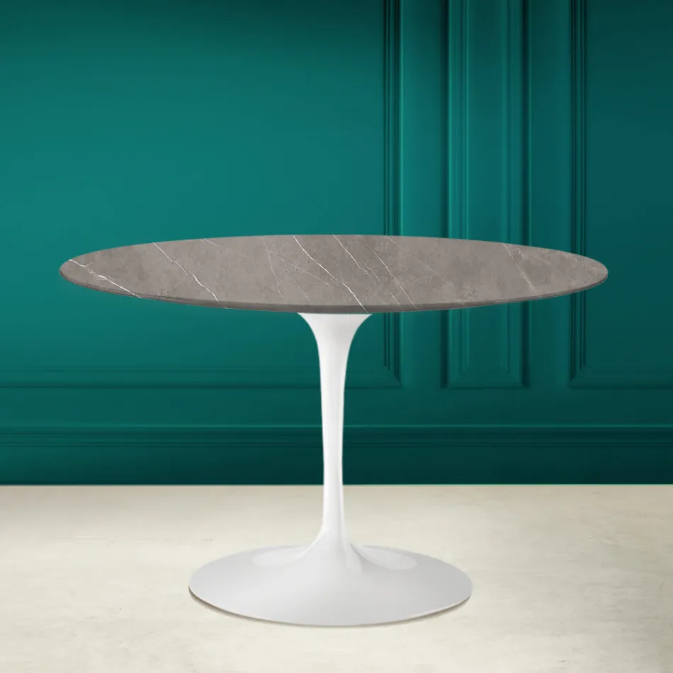 Stół Tulipan Eero Saarinen H 73 z ceramiki Pietra Grey Made in Italy - Scarlet Viadurini