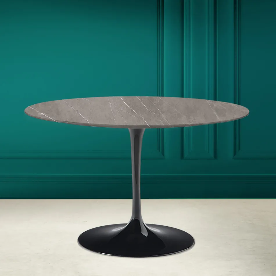 Stół Tulipan Eero Saarinen H 73 z ceramiki Pietra Grey Made in Italy - Scarlet Viadurini