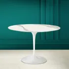 Stolik Tulip Eero Saarinen H 73 in Statuario Full Vein Ceramic Made in Italy - Scarlet Viadurini