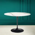 Stolik Tulip Eero Saarinen H 73 in Statuario Full Vein Ceramic Made in Italy - Scarlet Viadurini