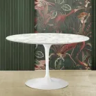 Stół Tulipan Eero Saarinen H 73 z marmuru Carrara Made in Italy Viadurini